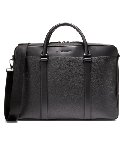 Shop Cole Haan Triboro Medium Leather Briefcase Bag In Black