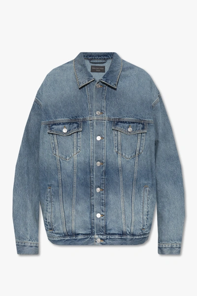 Shop Balenciaga Blue Denim Jacket In New