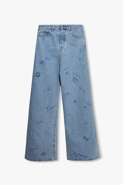 Shop Vetements Blue Wide Leg Jeans In New