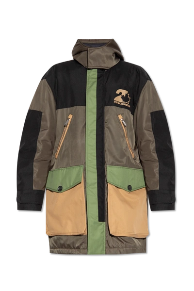 Shop Dsquared2 Green Branded Parka In New