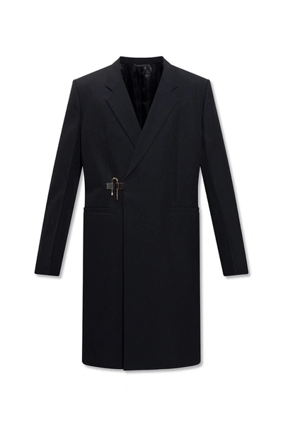 Shop Givenchy Black Coat With Decorative Closure In New