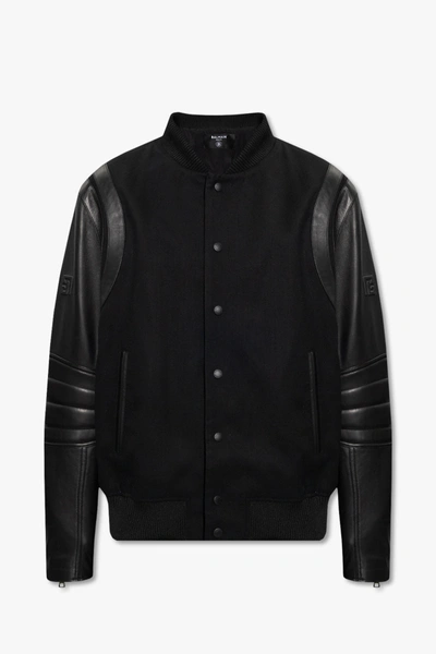 Shop Balmain Black Bomber Jacket In New
