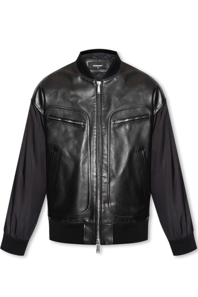 Shop Dsquared2 Brown Jacket In Contrasting Fabrics In New
