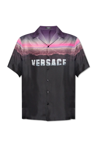Shop Versace Black Silk Shirt In New