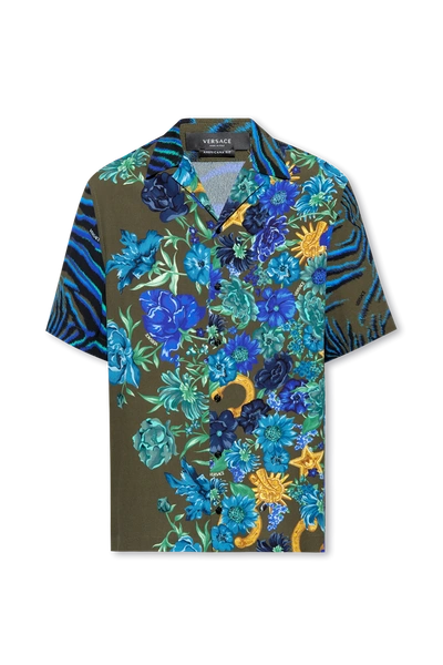 Shop Versace Multicolour Shirt With Short Sleeves In New