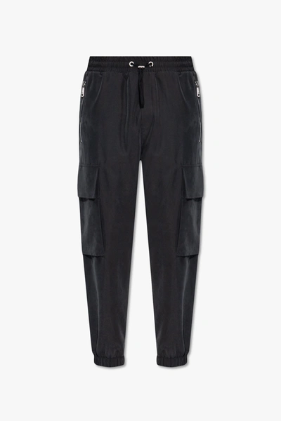 Shop Balmain Black Trousers With Logo In New