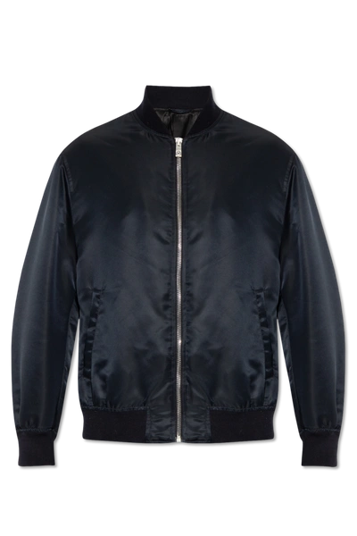 Shop Versace Navy Blue Bomber Jacket In New