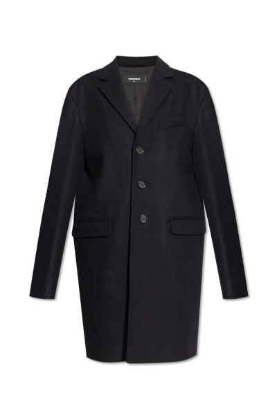 Shop Dsquared2 Black Coat With Pockets In New