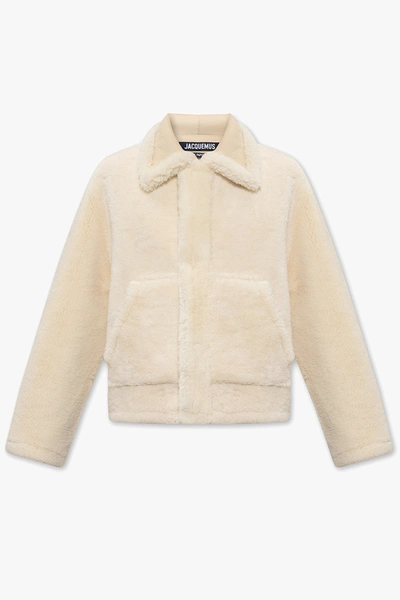 Shop Jacquemus Cream ‘pastre' Shearling Jacket In New
