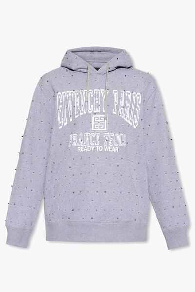 Shop Givenchy Grey Embellished Hoodie In New