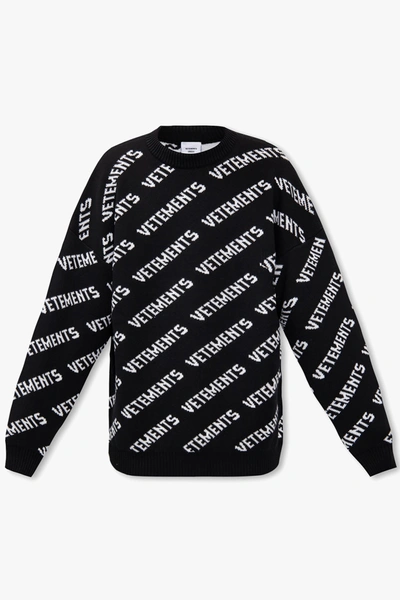 Shop Vetements Black Sweater With Logo In New