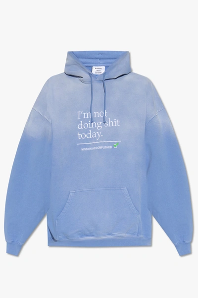 Shop Vetements Blue Hoodie With Washed Effect In New