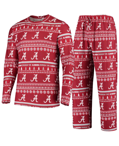 Concepts Sport Crimson Oklahoma Sooners Ugly Sweater Knit Long Sleeve Top And Pant Set In Crimson