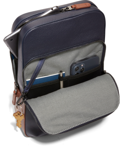 Cole Haan Triboro Small Leather Sling Bag In Navy Blazer,new British Tan