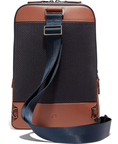 Cole Haan Triboro Small Leather Sling Bag In Navy Blazer,new British Tan