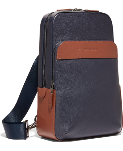 Cole Haan Triboro Small Leather Sling Bag In Navy Blazer,new British Tan