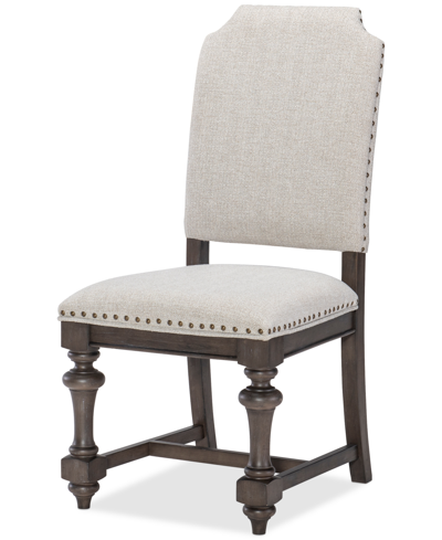 Shop Macy's Mandeville Upholstered Side Chair In Brown