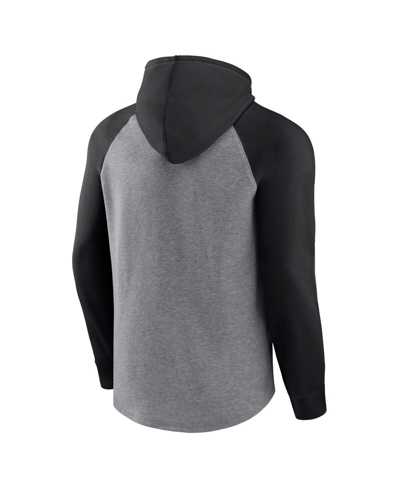 Fanatics Men's  Heather Gray Distressed Las Vegas Raiders Favorite Arch Raglan Pullover Hoodie In Heather Gray