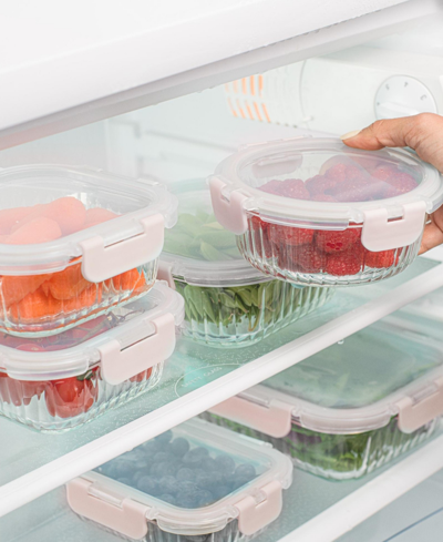 Joyjolt 24-piece Fluted Food Storage Container Set With Lids In Pink