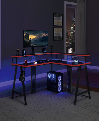 Osp Home Furnishings Office Star 36" Metal Disruptor L-shape Gaming Desk In Black