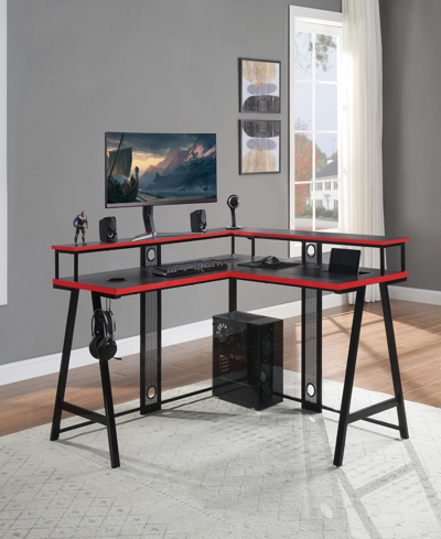 Osp Home Furnishings Office Star 36" Metal Disruptor L-shape Gaming Desk In Black