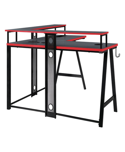 Osp Home Furnishings Office Star 36" Metal Disruptor L-shape Gaming Desk In Black