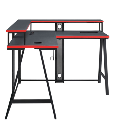 Osp Home Furnishings Office Star 36" Metal Disruptor L-shape Gaming Desk In Black