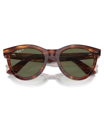 Ray Ban Unisex Wayfarer Way Polarized Sunglasses, Rb2241 In Striped Havana