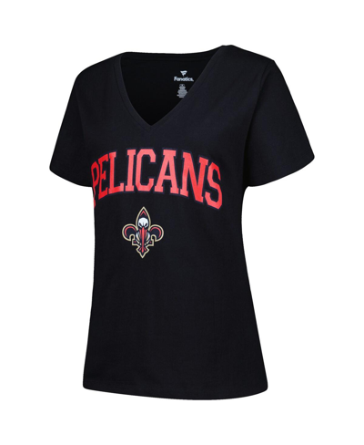 Shop Profile Women's  Black New Orleans Pelicans Plus Size Arch Over Logo V-neck T-shirt
