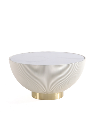 Manhattan Comfort Anderson 28.15" Wide Leatherette Upholstered Coffee Table In Cream