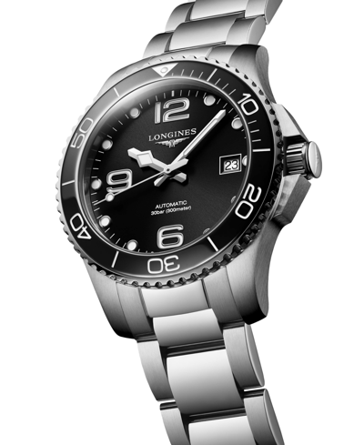 Shop Longines Unisex Swiss Automatic Hydroconquest Stainless Steel Bracelet Watch 39mm In Black