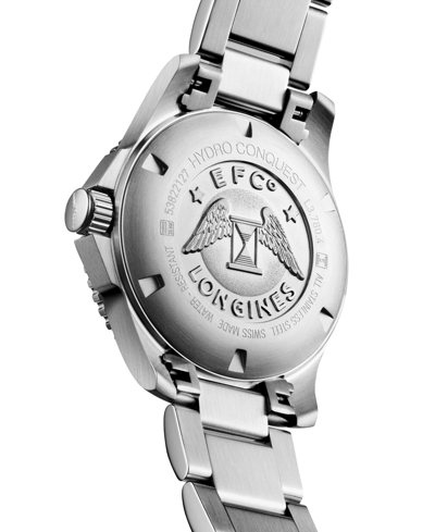 Longines Unisex Swiss Automatic Hydroconquest Stainless Steel Bracelet Watch 39mm In Black