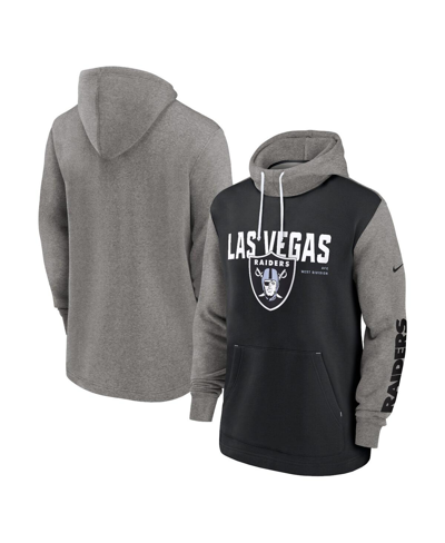 Shop Nike Men's  Black Las Vegas Raiders Fashion Color Block Pullover Hoodie