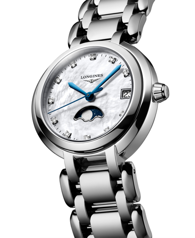 Shop Longines Women's Swiss Automatic Diamond (1/20 Ct. T.w.) Stainless Steel Bracelet Watch 30mm In No Color