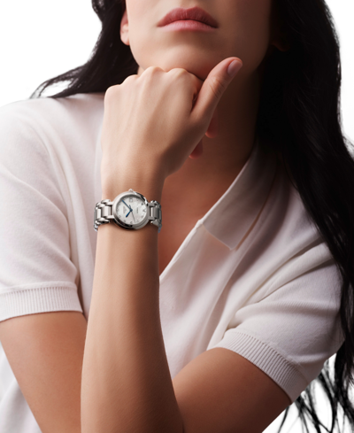 Shop Longines Primaluna Women's Swiss Diamond 1/20 Ct. T.w. Silver-tone Stainless Steel Bracelet Watch 30mm In White