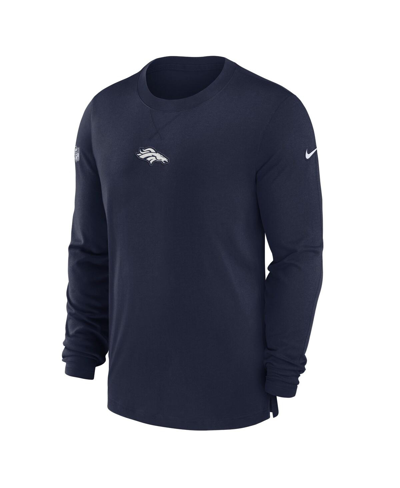 Shop Nike Men's  Navy Denver Broncos 2023 Sideline Performance Long Sleeve T-shirt