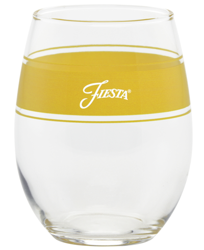 Fiesta Bright Frame 15 Ounce Stemless Wine Glass, Set Of 4 In Lapis,scarlet,daffodil And Lemongrass