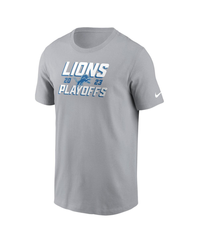 Shop Nike Men's  Gray Detroit Lions 2023 Nfl Playoffs Iconic T-shirt