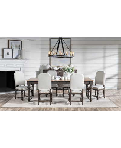 Shop Macy's Mandeville 7pc Dining Set (rectangular Table + 6 Upholstered Chairs) In Brown