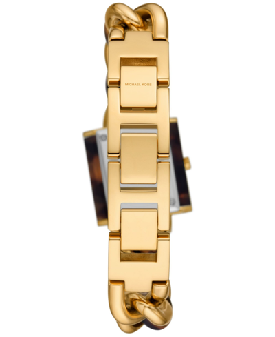 Shop Michael Kors Women's Chain Lock Three-hand Tortoise And Gold-tone Stainless Steel Watch 25mm In Two-tone