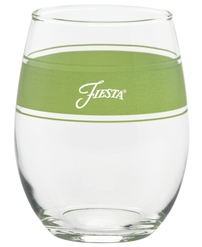 Shop Fiesta Tropical Frame 15 Ounce Stemless Wine Glass, Set Of 4 In Jade,turquoise,lemongrass And Peony