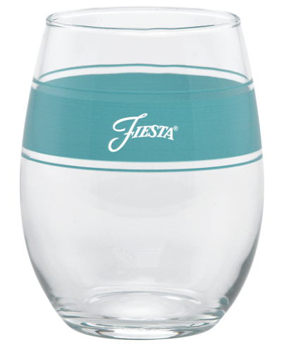 Shop Fiesta Tropical Frame 15 Ounce Stemless Wine Glass, Set Of 4 In Jade,turquoise,lemongrass And Peony