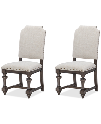 Shop Macy's Mandeville 2pc Upholstered Chair Set In Brown