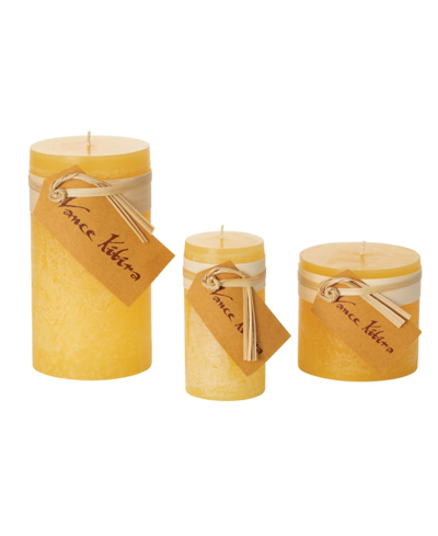 Shop Vance Kitira Timber Pillar Candles, Set Of 3 In Pale Yellow
