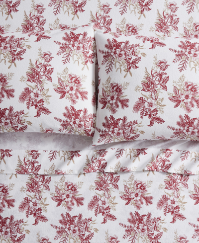 Tahari Home Toile 100% Cotton Flannel 4-pc. Sheet Set, Full In Red