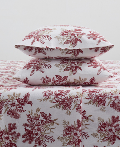 Tahari Home Toile 100% Cotton Flannel 4-pc. Sheet Set, Full In Red