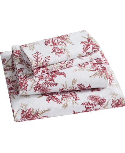 Shop Tahari Home Toile 100% Cotton Flannel 4-pc. Sheet Set, Full In Red