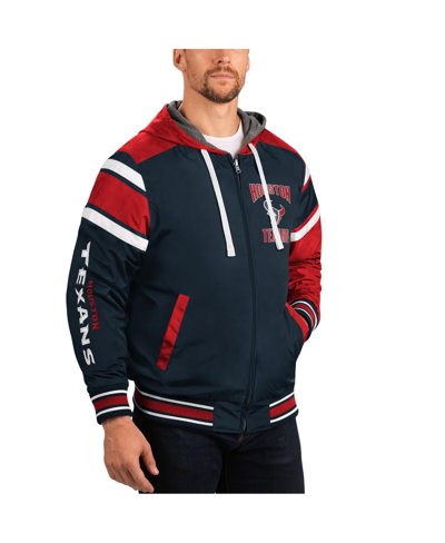 Shop G-iii Sports By Carl Banks Men's  Navy, Gray Houston Texans Extreme Full Back Reversible Hoodie Full- In Navy,gray