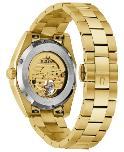 Bulova Surveyor Mens Automatic Gold Tone Stainless Steel Bracelet Watch 97a182 In Gold-tone
