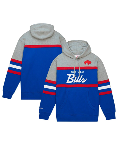 Shop Mitchell & Ness Men's  Royal, Heather Gray Buffalo Bills Head Coach Pullover Hoodie In Royal,heather Gray